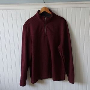 GH Bass Men's XXL Mock Neck 1/2 Zip Plum Pullover Sweater Dad‎